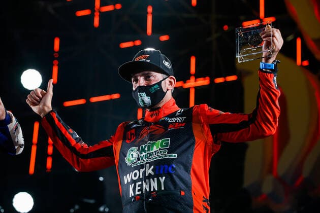 Melot Benjamin (fra), KTM, Benjamin Melot, Original by Motul, Moto, Bike, portrait during the finishing podium ceremony at the King Abdullah International Stadium in Jeddah, in Saudi Arabia on January 15, 2021 AUTOMOBILE : DAKAR 2021 - Arabie saoudite - Podiums - 15 01 2021 DPPI Panoramic 