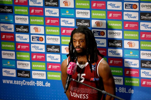 15 01 2021, easyCredit Basketball Bundesliga, BBL, season 2020 2021, men, Chemnitz Niners Telekom Baskets Bonn Marcus Thornton, Niners Chemnitz Chemnitz Fair Chemnitz Saxony Germany