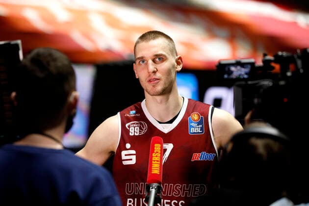 15 01 2021, easyCredit Basketball Bundesliga, BBL, season 2020 2021, men, Chemnitz Niners Telekom Baskets Bonn Jonas Richter, Niners Chemnitz Chemnitz Fair Chemnitz Saxony Germany