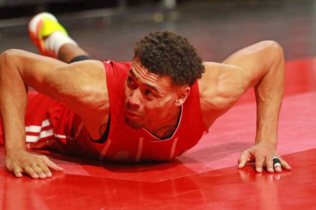 2 Wade Baldwin FCBB on the ground Basketball, EuroLeague, FC Bayern Munich vs Real Madrid, Audi Dome, 15 01 2021 PHOTO Mladen Lackovic LakoPress