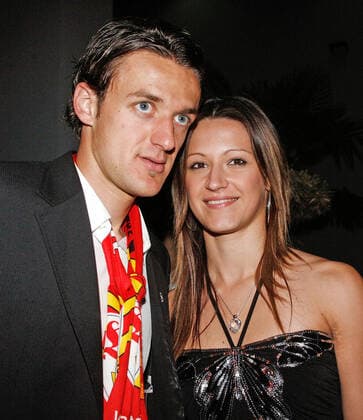 19 05 07 VfB Stuttgart championship 2007 party at Amici Germany, Stuttgart, 19 05 2007, football, Bundesliga, VfB Stuttgart, championship 2007 party at Amici Christian Gentner with girlfriend Verena