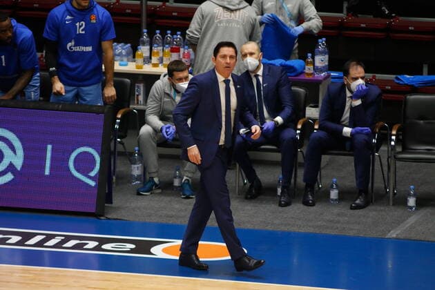 Of The Russian Federation. Saint-Petersburg. Sibur Arena. Basketball. The Regular Season. Euroleague 2020 2021, BC Zenit - BC Zalgiris. Head coach of the basketball club Zenit Javier Pascual. MaksimxKonstantinov