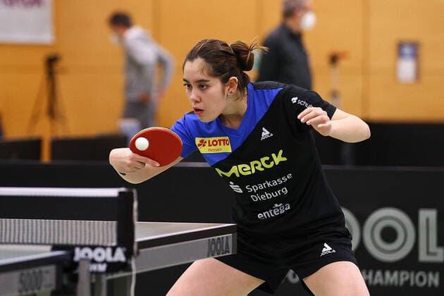 despor 16 01 2021 Langstadt, Ekkehard Colmar Halle Table Tennis Ladies 1 Bundesliga TSV Langstadt SV DJK Kolbermoor emspor, emonline, oespor, v l , Franziska Schreiner TSV Langstadt Table Tennis Ladies 1 Bundesliga Foto Joaquim Ferreira Copyright: JoaquimxFerreira