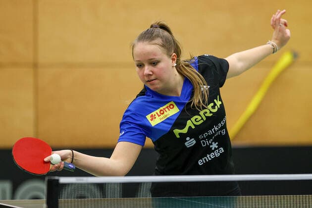 despor 16 01 2021 Langstadt, Ekkehard Colmar Halle Table Tennis Ladies 1 Bundesliga TSV Langstadt SV DJK Kolbermoor emspor, emonline, oespor, v l , Janina Kämmerer TSV Langstadt Table Tennis Ladies 1 Bundesliga Foto Joaquim Ferreira Copyright: JoaquimxFerreira
