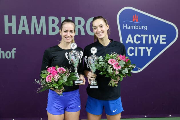 In the picture winners 2021 Anna BONDAR HUN 8 and Tereza MIHALIKOVA SVK 3 Tennis Future Hamburg ITF W25 Hamburg, Hamburg, Tennis Verband Hamburg, 16 01 2021,