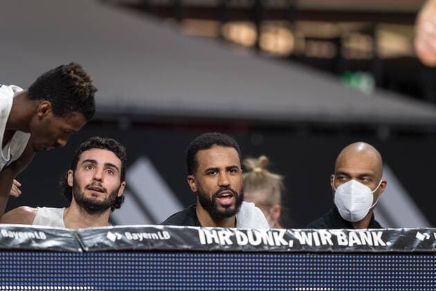 Basketball, BBL, 20210117, FC Bayern Munich Hamburg Towers Pictured Bryce TAYLOR Hamburg Towers, 44 on bench Munich Audi Dome Bayern Germany. Copyright: Passion2Press MarkusxFischerx