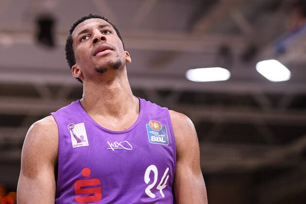 BG Göttingen ratiopharm Ulm 17 01 2021, Basketball Bundesliga easyCredit BBL, 2020 2021 season, Hauptrunde, 13 Spieltag, BG Göttingen ratiopharm Ulm Göttingens Aubrey Dawkins stands on the court Göttingen Lower Saxony Germany.