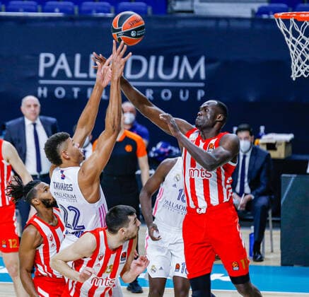 MATCH Day 19 Euroleague Mens Madrid Real Madrid vs Crvena Zvezda mts Belgrade Edy Tavares Duop Reath Madrid Madrid Spain Basketball  Copyright: xAlbaxPachecox