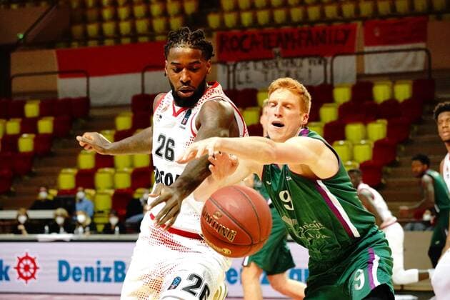 Mathias Lessort (AS Monaco) - Alberto Diaz (Unicaja Malaga) BASKETBALL : Monaco vs Unicaja Malaga - Eurocup - Monaco - 19 01 2021 NorbertScanella PanoramiC 