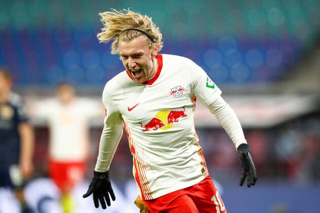 RB Leipzig - Union Berlin 20.01.2021 Leipzig, 20.01.2021, Red Bull Arena, Fussball, 1. Bundesliga, 17. Spieltag , RB Leipzig vs. 1. FC Union Berlin , Im Bild: Tor für Leipzig, Emil Forsberg (10, RB Leipzig) jubelt nach dem 1:0 DFL regulations prohibit any use of photographs as image sequences and or quasi-video. *** RB Leipzig Union Berlin 20 01 2021 Leipzig, 20 01 2021, Red Bull Arena, Football, 1 Bundesliga, 17 Matchday , RB Leipzig vs 1 FC Union Berlin , In picture Goal for Leipzig, Emil Forsberg 10, RB Leipzig cheers after 1 0 DFL regulations prohibit any use of photographs as image sequences and or quasi video