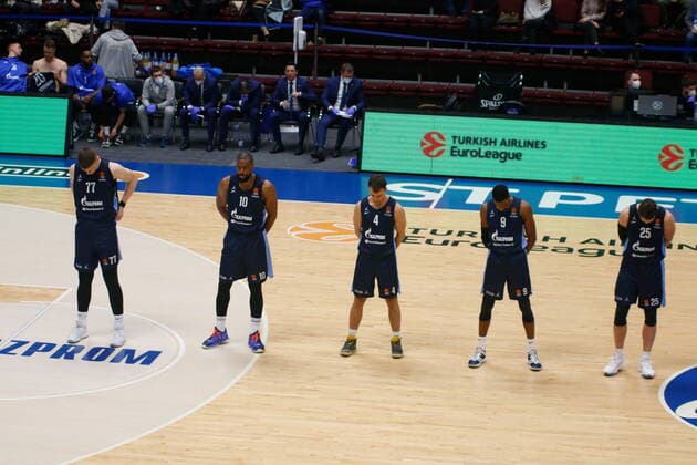 Of The Russian Federation. Saint-Petersburg. Sibur-arena. Basketball. The Regular Season. Euroleague 2020 2021, BC Zenit - BC Anadolu Efes. Player of the basketball club Zenit Arturas Gudaitis, William Thomas MaksimxKonstantinov