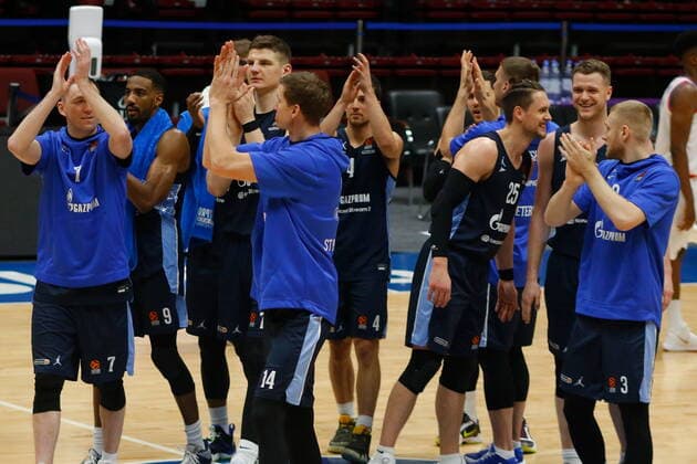 Of The Russian Federation. Saint-Petersburg. Sibur-arena. Basketball. The Regular Season. Euroleague 2020 2021, BC Zenit - BC Anadolu Efes. Player of the basketball club Zenit Arturas Gudaitis, William Thomas MaksimxKonstantinov