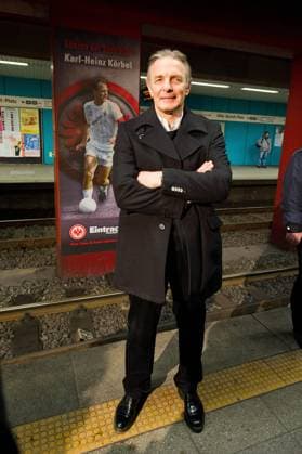 Pillars of Eintracht 23 01 2013 Frankfurt x1x Presentation of the Pillars of Eintracht at the U Bahn Station Willy Brandt Platz Karl Heinz Körbel former player Eintracht Frankfurt Frankfurt Hessen Germany