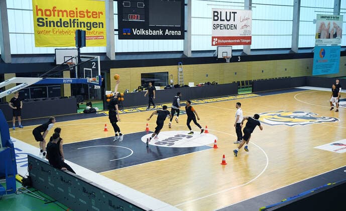 Basketball 2 Bundesliga 2020 2021 Tigers Tuebingen 22 01 2021 Training of the Tigers Tuebingen in the Volksbank Arena in Rottenburg Overview