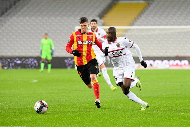 13 HASSANE KAMARA (NICE) - 13 CLEMENT MICHELIN (LENS) FOOTBALL : Lens vs Nice - Ligue 1 Uber Eats - 23 01 2021 FEP Panoramic 