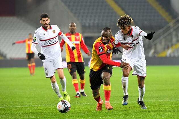 09 IGNATIUS GANAGO (LENS) - 03 ROBSON BAMBU ALVES DE BARROS (NICE) FOOTBALL : Lens vs Nice - Ligue 1 Uber Eats - 23 01 2021 FEP Panoramic 