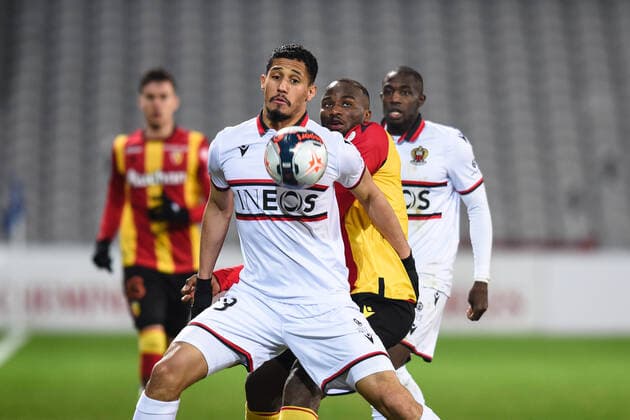 William SALIBA ( 18 - Nice ) - Ignatius GANAGO ( 9 - Lens ) - FOOTBALL : Lens vs Nice - Ligue 1 - Lens - 23 01 2021 FedericoPestellini Panoramic 
