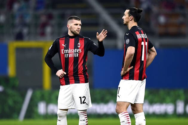 Milano 23 01 2021 - campionato di calcio serie A Milan-Atalanta Image nella foto: Zlatan Ibrahimovic-Ante Rebic 