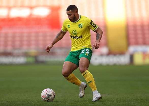 Onel Hernandez of Norwich City during the FA Cup match at Oakwell, Barnsley. Picture date: 23rd January 2021. Picture credit should read: John Clifton Sportimage EDITORIAL USE ONLY. No use with unauthorised audio, video, data, fixture lists, club league logos or live services. Online in-match use limited to 120 images, no video emulation. No use in betting, games or single club league player publications. SPI-0868-0078