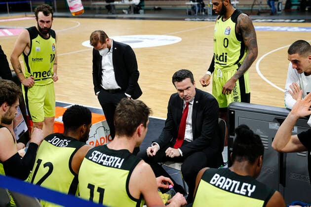 14 Matchday of the easyCredit BBL Basketball Bundesliga at Oberfrankenhalle in Bayreuth Season 2020 2021 Medi Bayreuth vs FC Bayern München Raoul Korner Medi Bayreuth coach