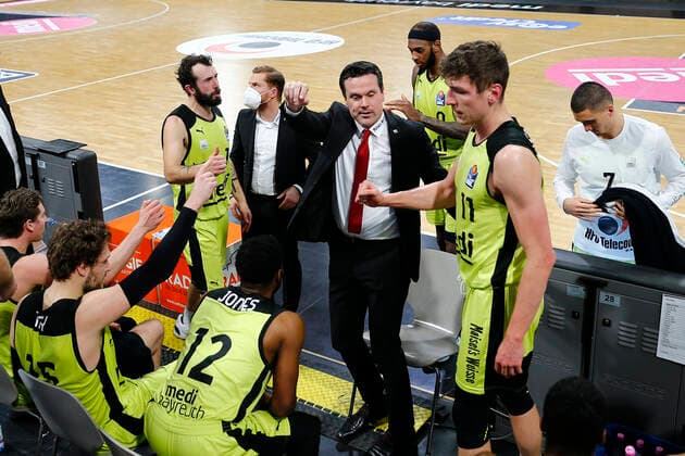 14 Matchday of the easyCredit BBL Basketball Bundesliga at Oberfrankenhalle in Bayreuth Season 2020 2021 Medi Bayreuth vs FC Bayern München Raoul Korner Medi Bayreuth coach