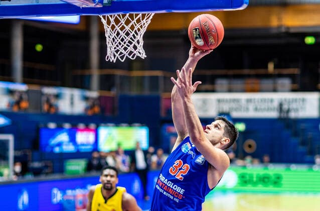 Roko Rogic 32 Syntainics MBC during the match Season 2020 2021 Men in the EasyCredit Bundesliga between Syntainics MBC and MHP Riesen Ludwigsburg at Stadthalle Weissenfels on 23 January 2021 in Weissenfels, Saxony Anhalt, Germany