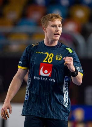 210124 Jonathan Edvardsson of Sweden celebrates during the 2021 IHF World Handball Championship match between Russia and Sweden on January 24, 2021 in Cairo Photo Mathias Bergeld BILDBYRAN COP 200 MB0106 handball handboll handball sweden sverige russia ryssland russian handball federation bbeng vm handball vm handbolls vm ihf handball world championship world handball championship 2021 world championship 2021 rejoice,  Copyright: MATHIASxBERGELD BB210124MB138