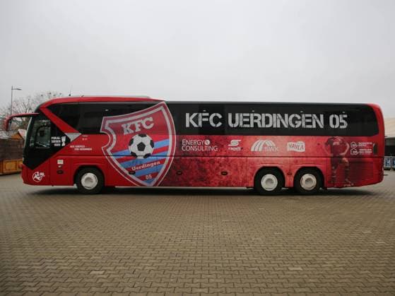 Team bus with club emblem KFC Uerdingen DFB 3 Liga season 2020 21 1089906469