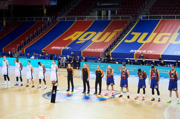 Basketball, EuroLeague, FC Barcelona - Zenit St. Petersburg January 26, 2021, Barcelona, Spain: Both teams prior the Turkish Airlines EuroLeague match between FC Barcelona, Barca and Zenit San Petersbourg at Palau Blaugrana in Barcelona, Spain. Barcelona Spain - ZUMAd159 20210126_zia_d159_033 Copyright: xGerardxFrancox