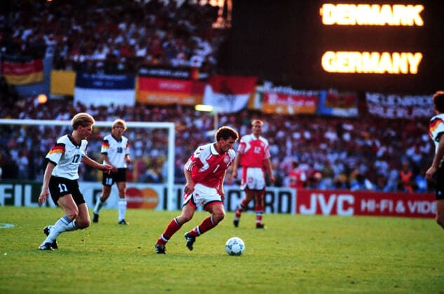 26 06 92 Denmark Germany Sweden, Gothenburg, 26 06 1992, Football, UEFA European Championship 1992 in Sweden, Final, Denmark DFB Germany 2 0 v l Stefan Effenberg Germany , Faxe Jensen Denmark