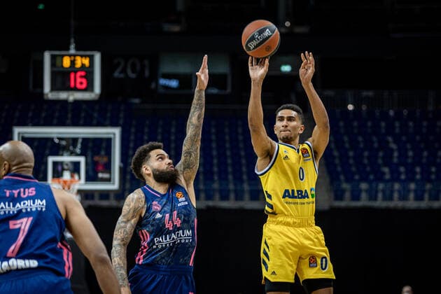 Basketball Berlin 29 01 2021 Season 2020 2021 Euroleague Regualar Season Alba Berlin vs Real Madrid Maodo Lo Alba Berlin, No 00 Jeffery Taylor Real Madrid, No 44