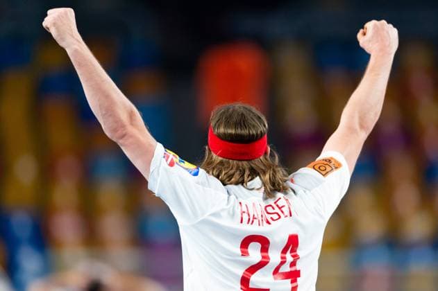 210129 Mikkel Hansen of Denmark celebrates during the 2021 IHF World Handball Championship semifinal match between Spain and Denmark on January 29, 2021 in Cairo Photo Mathias Bergeld BILDBYRAN COP 200 MB0116 handball handboll handball bbeng vm handball vm handbolls vm ihf handball world championship world handball championship 2021 world championship 2021 spain spain denmark denmark semifinal semifinals semi final semi finals jubel,  Copyright: MATHIASxBERGELD BB210129MB180