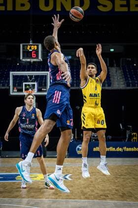 Basketball Berlin 29 01 2021 Season 2020 2021 Euroleague Regualar Season Alba Berlin vs Real Madrid Maodo Lo Alba Berlin, No 00 Walter Tavares Real Madrid, No 22