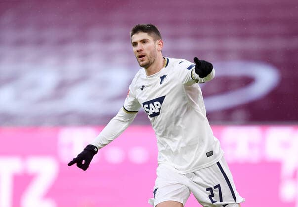 Fussball 1. Bundesliga Saison 20 21: FC Bayern Muenchen - TSG 1899 Hoffenheim Fussball 1. Bundesliga Saison 2020 2021 19. Spieltag FC Bayern Muenchen - TSG 1899 Hoffenheim 30.01.2021 JUBEL Torschuetze zum 2-1 Andrej Kramaric (TSG 1899 Hoffenheim) FOTO: Markus Ulmer Pressefoto Ulmer Pool xxNOxMODELxRELEASExx DFL regulations prohibit any use of photographs as image sequences and or quasi-video. Muenchen Deutschland *** Fußball 1 Bundesliga Saison 20 21 FC Bayern Muenchen TSG 1899 Hoffenheim Fussball 1 Bundesliga Saison 2020 2021 19 Spieltag FC Bayern Muenchen TSG 1899 Hoffenheim 30 01 2021 JUBEL Goal scorer to 2 1 Andrej Kramaric TSG 1899 Hoffenheim PHOTO Markus Ulmer Pressefoto Ulmer Pool xxNOxMODELxRELEASExx DFL regulations prohibit any use of photographs as image sequences and or quasi video Muenchen Deutschland Poolfoto Ulmer Pool ,EDITORIAL USE ONLY