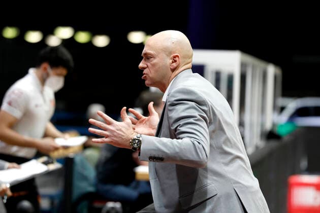 30 01 2021, easyCredit Basketball Bundesliga, BBL, season 2020 2021, men, Chemnitz Niners Medi Bayreuth ^Rodrigo Pastore Headcoach , Niners Chemnitz Chemnitz Fair Chemnitz Saxony Germany.