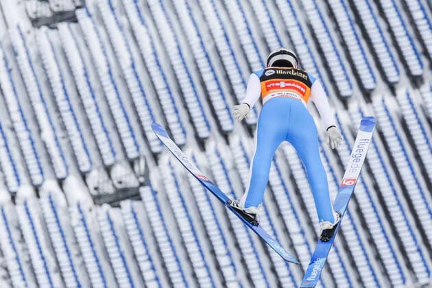 Halvor Egner Granerud, Norway, jumps towards the spectator stands which remained empty because of Corona, World Cup Ski Jumping Mühlenkopfschanze Willingen Germany on January 30, 2021, Users Note EIBNER PRESS PHOTO Tel 0172 837 4655 World Cup Ski Jumping Willingen Germany on January 30, 2021 Willingen Upland Copyright: xSocher xEibner-Pressefotox EP_kso