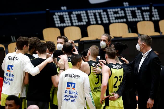 30 01 2021, easyCredit Basketball Bundesliga, BBL, season 2020 2021, men, Chemnitz Niners Medi Bayreuth winner Medi Bayreuth Chemnitz Fair Chemnitz Saxony Germany