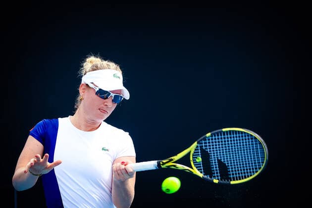 Ysaline Bonaventure WTA, Tennis Damen 123) in action against Danieele Collins (WTA 13) during the Summer Series match, Sunday 31 January 2021 in Melbourne Park, Melbourne, Australia. PATRICKxHAMILTON  x05950080x