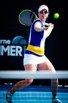 Ysaline Bonaventure WTA, Tennis Damen 123) in action against Danieele Collins (WTA 13) during the Summer Series match, Sunday 31 January 2021 in Melbourne Park, Melbourne, Australia. PATRICKxHAMILTON  x05950086x