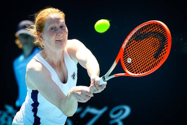 Belgian Alison Van Uytvanck pictured in action during the match of Belgian Alison Van Uytvanck and Swedish Cornelia Liser against Ankita Raina and Rosalie Van Der Hoek, in the first round women s doubles, at the Yarra Valley Classic tournament, a Summer Series tournament ahead of the Australian Open grand slam, Sunday 31 January 2021 in Melbourne Park, Melbourne, Australia. PATRICKxHAMILTON  x05950152x
