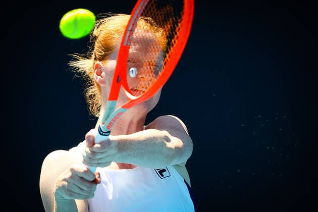 Belgian Alison Van Uytvanck pictured in action during the match of Belgian Alison Van Uytvanck and Swedish Cornelia Liser against Ankita Raina and Rosalie Van Der Hoek, in the first round women s doubles, at the Yarra Valley Classic tournament, a Summer Series tournament ahead of the Australian Open grand slam, Sunday 31 January 2021 in Melbourne Park, Melbourne, Australia. PATRICKxHAMILTON  x05950133x