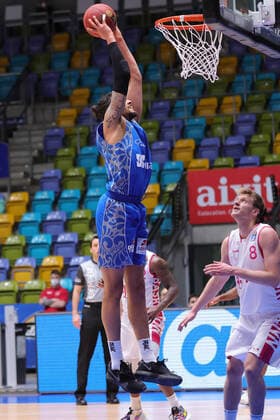 Fraport Skyliners Telekom Baskets Bonn, easyCredit BBL dunk by Michael Kessens Fraport Skyliners, 2 basketball match of the easyCredit BBL between Fraport Skyliners and Telekom Baskets Bonn on 31 January 2021 at Fraport Arena in Frankfurt am Main , Frankfurt am Main Hesse Germany Fraport Arena