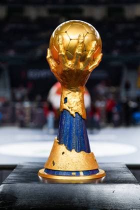 210131 The trophy ahead of the 2021 IHF World Handball Championship final between Denmark and Sweden on January 31, 2021 in Cairo Photo Mathias Bergeld BILDBYRAN COP 200 MB0121 bbeng handball handboll handball vm handball vm handbolls vm ihf handball world championship world handball championship 2021 world championship 2021 final gold medal match sweden sweden denmark denmark vm pokal pokal genre,  Copyright: MATHIASxBERGELD BB210131MB048