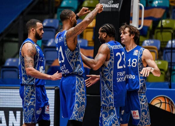 31 01 2021, xpsx, Basketball easyCredit BBL, Fraport Skyliners Telekom Baskets Bonn v l jubilation at Frankfurt emspor Frankfurt am Main.