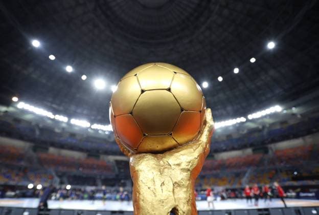 PXL_Denmark vs Sweden CAIRO, EGYPT - JANUARY 31: The winner s cup awaits the winner of 27th IHF Men s World Championship, WM, Weltmeisterschaft at Cairo Stadium Sports Hall on January 31, 2021 in Cairo, Egypt. SlavkoxMidzor PIXSELL