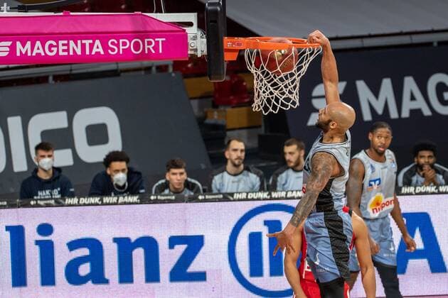 Maurice Stuckey 3 Crailsheim Merlins , dunk, FC Bayern Basketball vs Crailsheim Merlins, BBL, 31 01 2021 Munich Bavaria Germany Copyright: xkolbert-press UlrichxGamelx