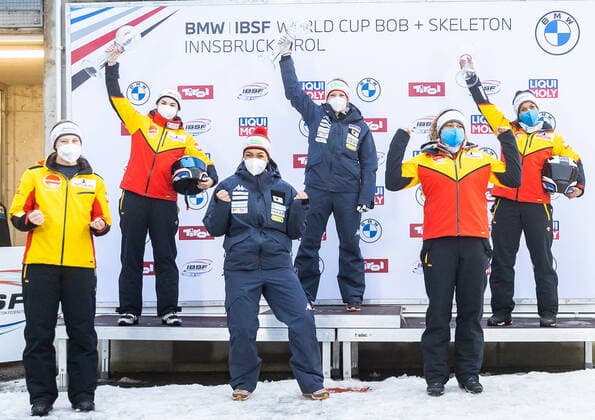 Bobsleigh, WC Innsbruck Igls, women, two-man bob, award ceremony