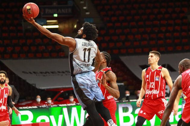 11 Tim Coleman Crailsheim in duel, duel basketball, 1 Bundesliga, BBL, FC Bayern Munich, HAKRO Merlins Crailsheim at Audi Dome, 31 01 2021 PHOTO Mladen Lackovic LakoPress