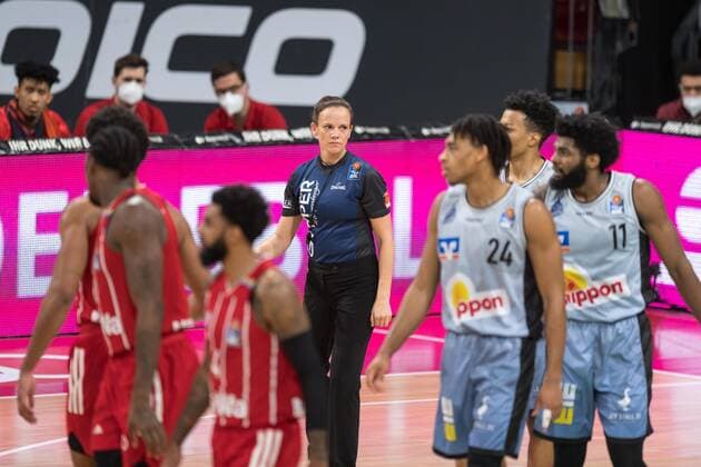 Basketball, BBL, 20210131, FC Bayern München Merlins Crailsheim In the picture referee Anne PANTHER Munich Audi Dome Bayern Germany Copyright: Passion2Press MarkusxFischerx