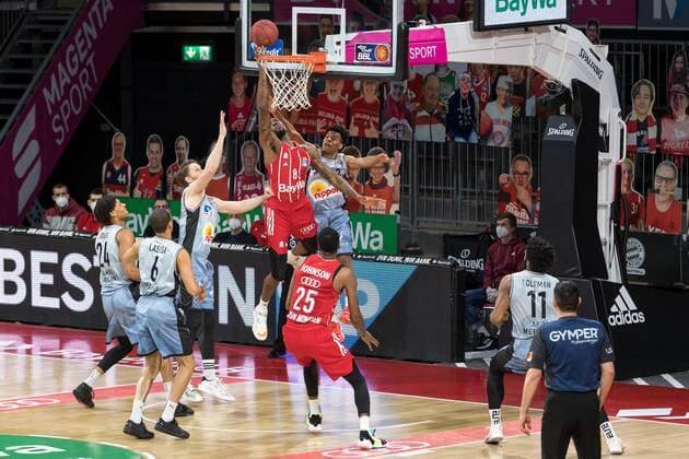 Basketball, BBL, 20210131, FC Bayern Munich Merlins Crailsheim In the picture Jalen REYNOLDS FC Bayern Munich, 8 basket Munich Audi Dome Bayern Germany Copyright: Passion2Press MarkusxFischerx